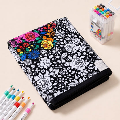 CuddleArt Coloring Blanket, Flowers pattern